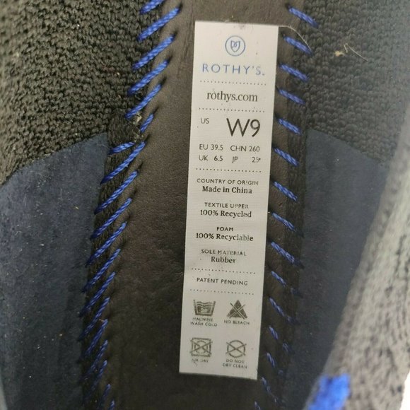 Rothy’s The Flat Size 9 W Round Toe Comfort Slip On  Ballet Flats in Black Blue - Picture 10 of 11